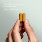 Two Equi London Rewind Edition capsules held between fingers with USP text on a light gray background