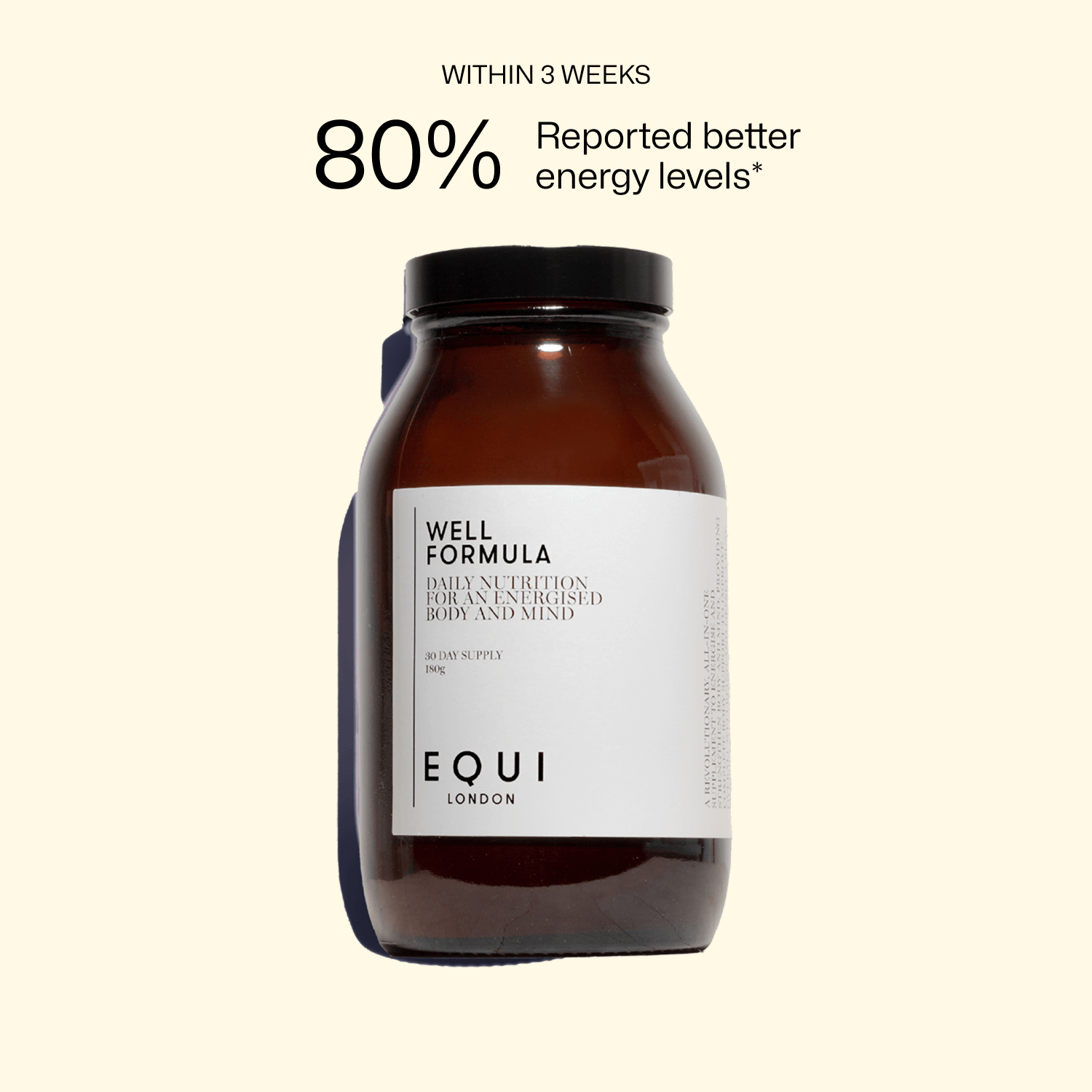 Jar of EQUI London Well Formula with 3 weeks results 