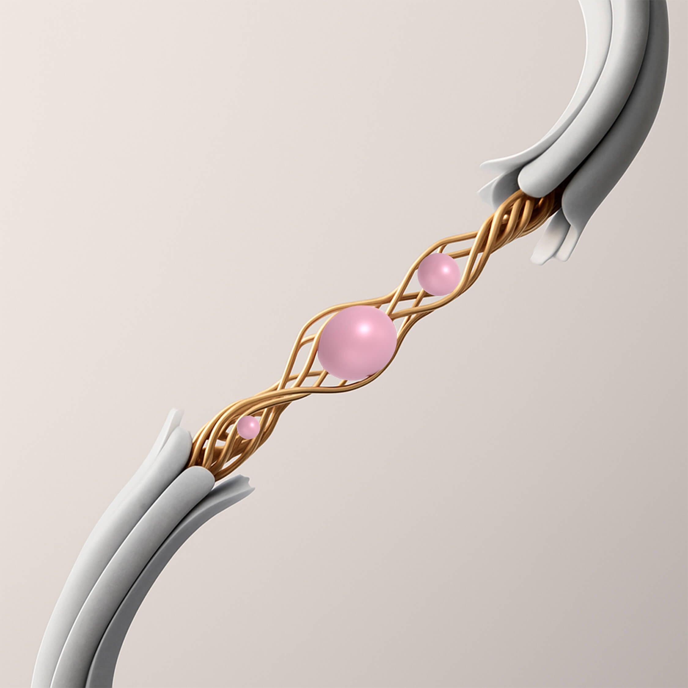 Visual representation of collagen and keratin strengthening the internal hair fibre structure